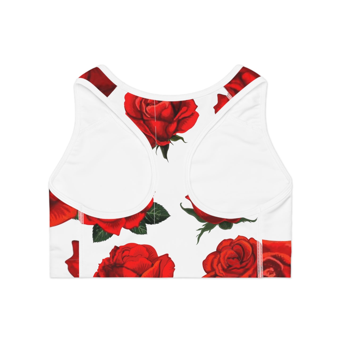 Rose Work White Sports Bra (AOP)