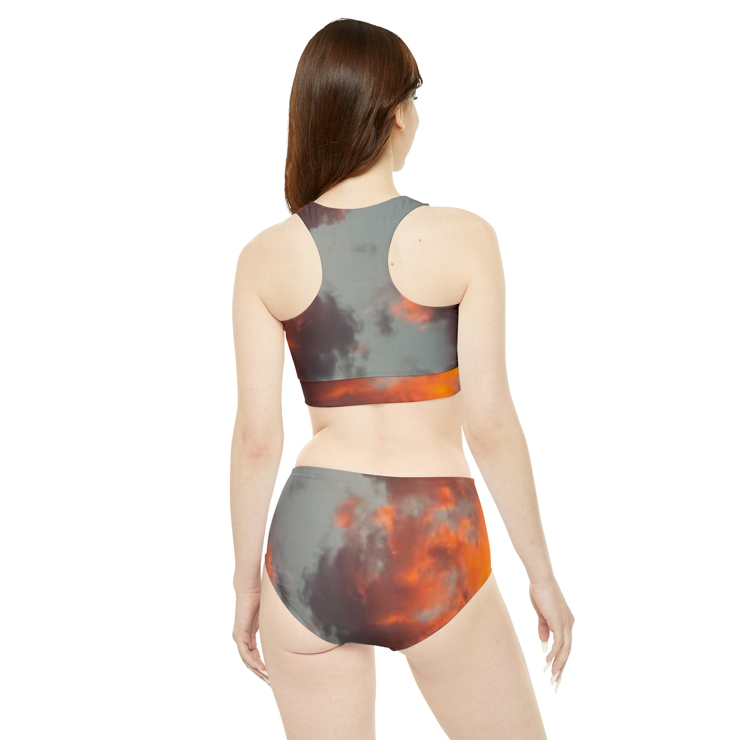 Orange Clouds Sporty Bikini Set (AOP)