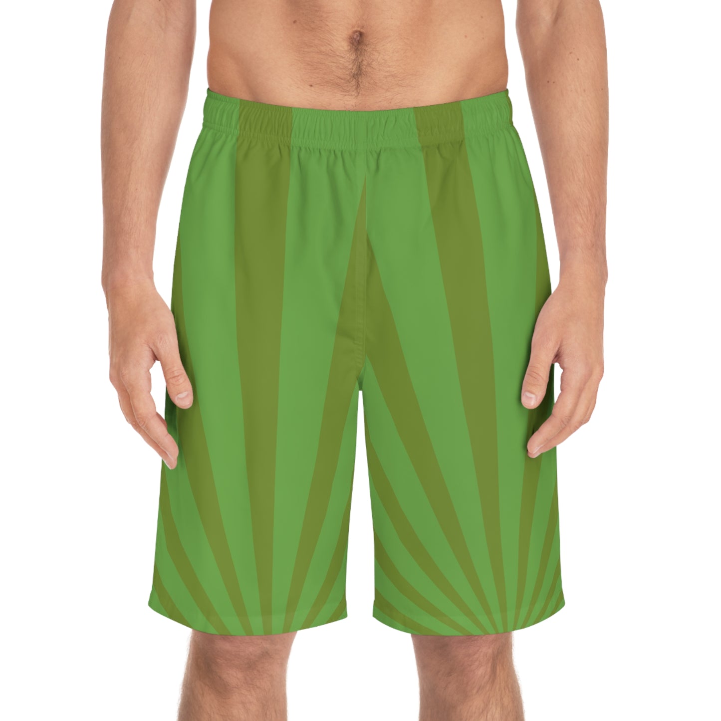 GREEN ON GREEN SPIRAL Men's Board Shorts (AOP)