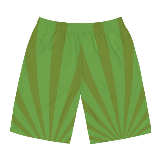 GREEN ON GREEN SPIRAL Men's Board Shorts (AOP)