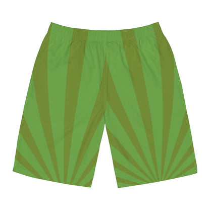 GREEN ON GREEN SPIRAL Men's Board Shorts (AOP)