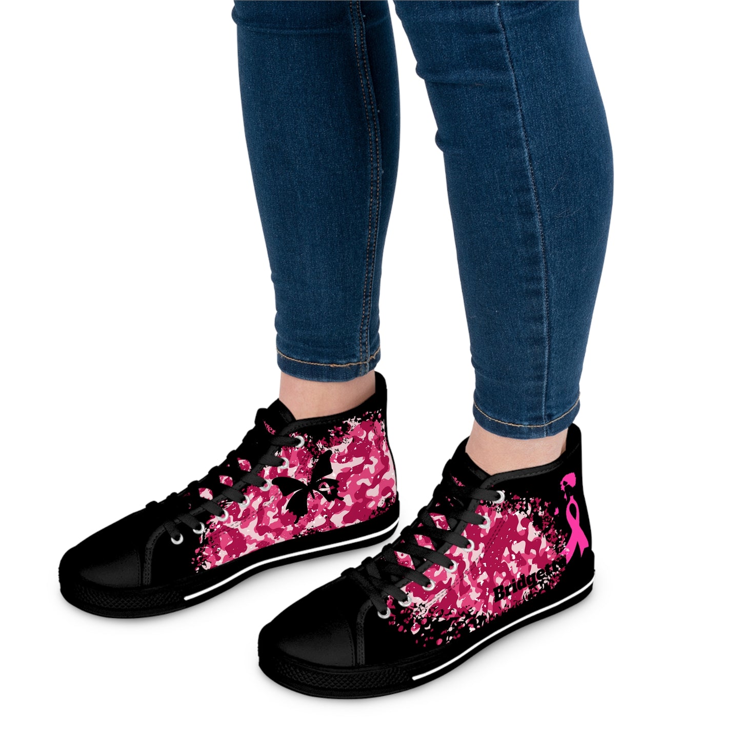 The Camo Pink  DESIGN THEN PAY Women's High Top Sneakers