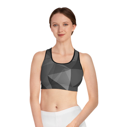 Black marble Sports Bra (AOP)