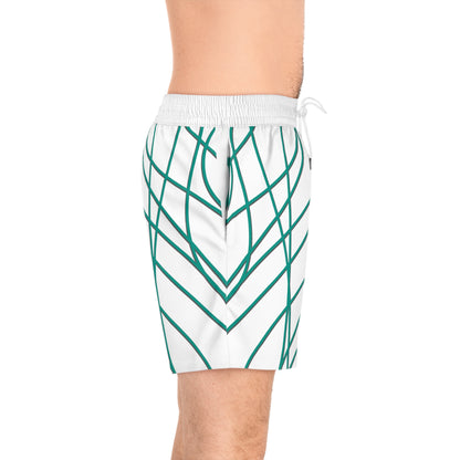 GREEN MIX Men's Mid-Length Swim Shorts (AOP)