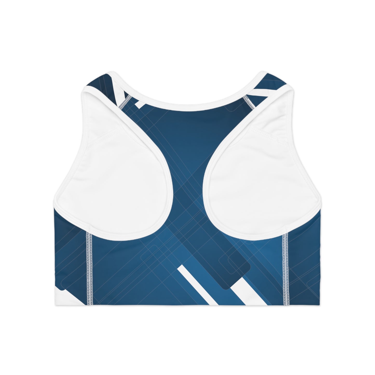 Blue Confusion / white Sports Bra (AOP)