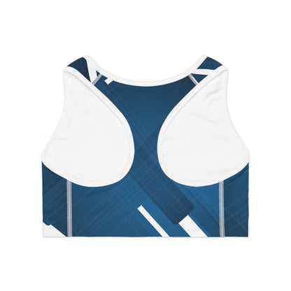 Blue Confusion / white Sports Bra (AOP)