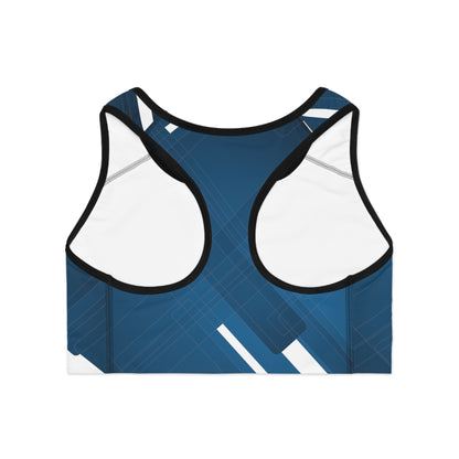 Blue Confusion / white Sports Bra (AOP)