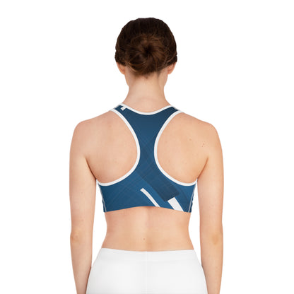 Blue Confusion / white Sports Bra (AOP)