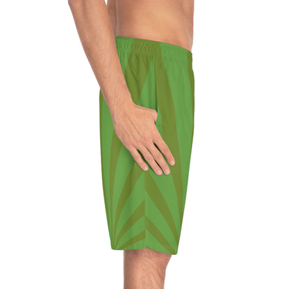 GREEN ON GREEN SPIRAL Men's Board Shorts (AOP)