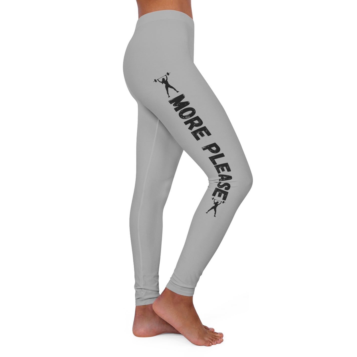 MORE PLEASE GREY Women's Spandex Leggings (AOP)