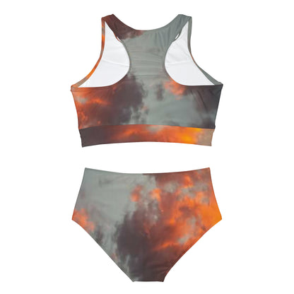 Orange Clouds Sporty Bikini Set (AOP)