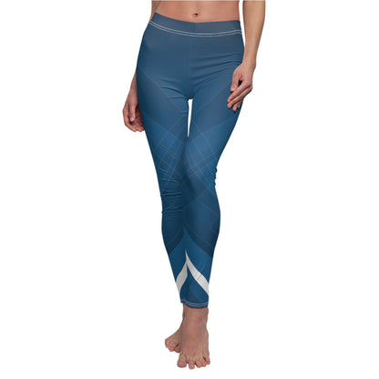 Blue confusion / white Women's Cut & Sew Casual Leggings (AOP)