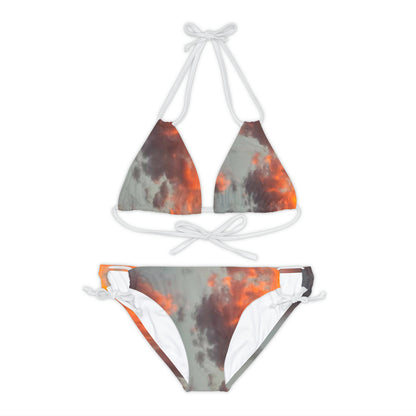 Orange Cloud Strappy Bikini Set (AOP)