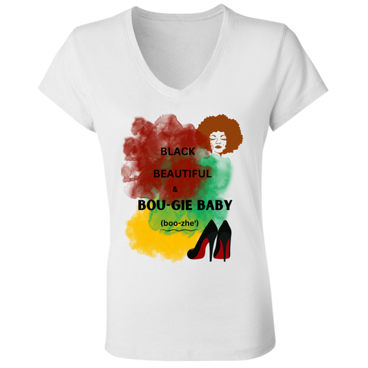 AFRO BOUGIE 2 (1) Bou-gie Baby B6005 Ladies' Jersey V-Neck T-Shirt