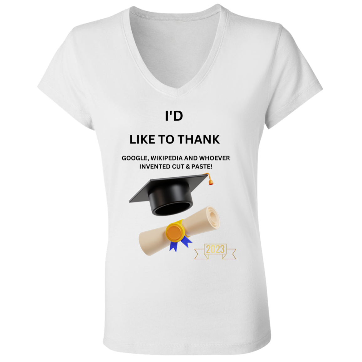 THANKS GOOGLE B6005 Ladies' Jersey V-Neck T-Shirt