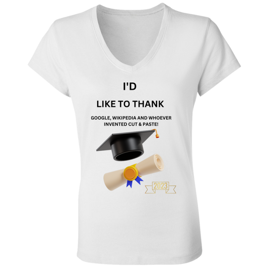 THANKS GOOGLE B6005 Ladies' Jersey V-Neck T-Shirt