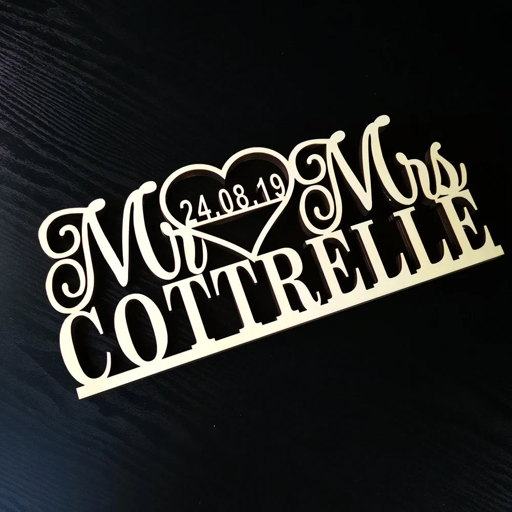 Custom Wooden Wedding Table Sign