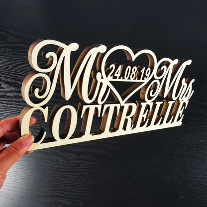 Custom Wooden Wedding Table Sign