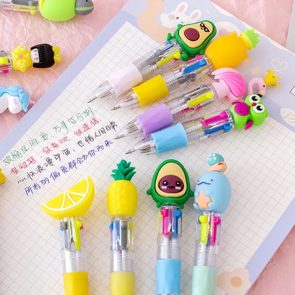 20Pcs Cute Cartoon 4 Color Mini Ballpoint Pen Retractable Pen Stationery