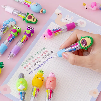 20Pcs Cute Cartoon 4 Color Mini Ballpoint Pen Retractable Pen Stationery