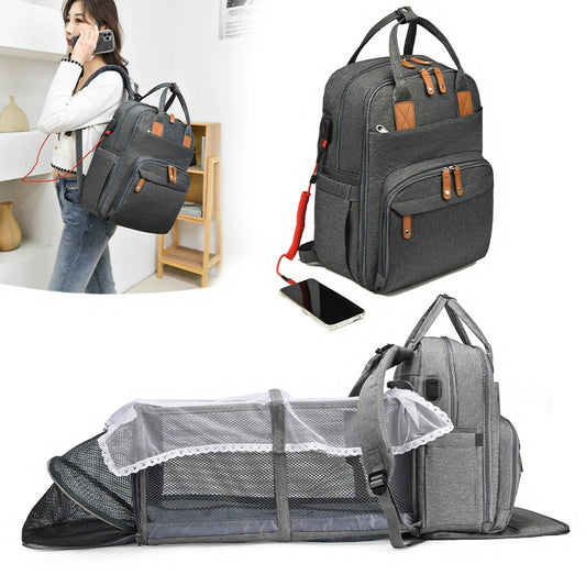 Portable Multi-Functional ThermalBaby Diaper Bag with changing bassinet