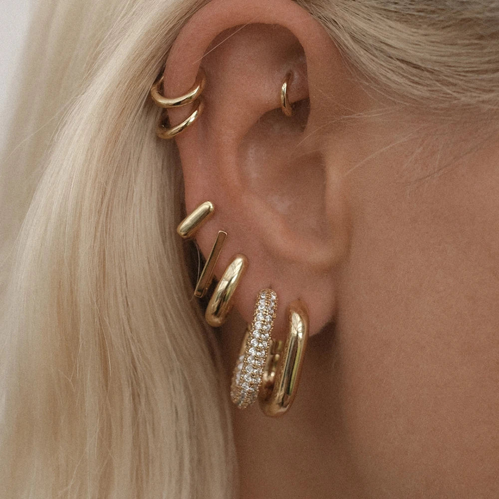 U Shape Ear Buckle Hoops Gold Plated Stainless Steel Jewelry