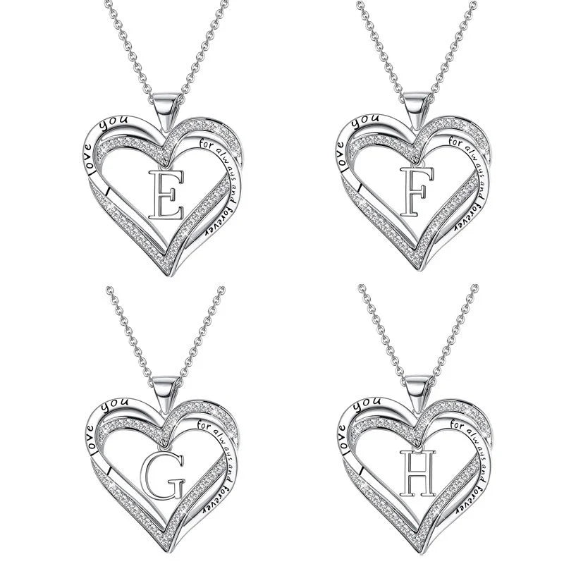 Doublelayer Heart Crystal Pendant Necklace