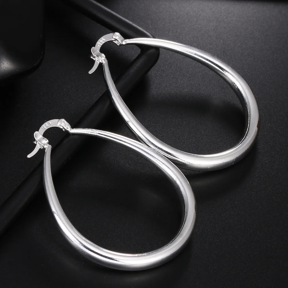 Big Hoop Earrings, 925 Silver Big Circle Large Earring