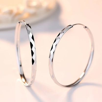 Fine 925 Sterling Silver Luxury Circle Hoop