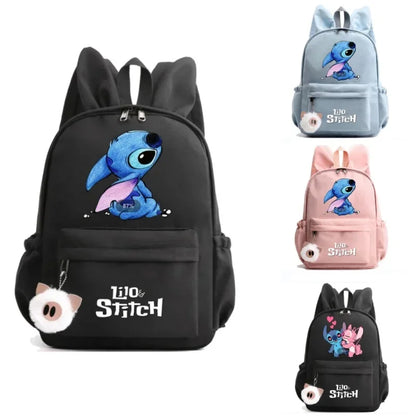 MINISO Disney Lilo Stitch Backpack for Girl Boy Student Pen Case Children Children's Gifts Kawaii Cartoon School Bag Mochila