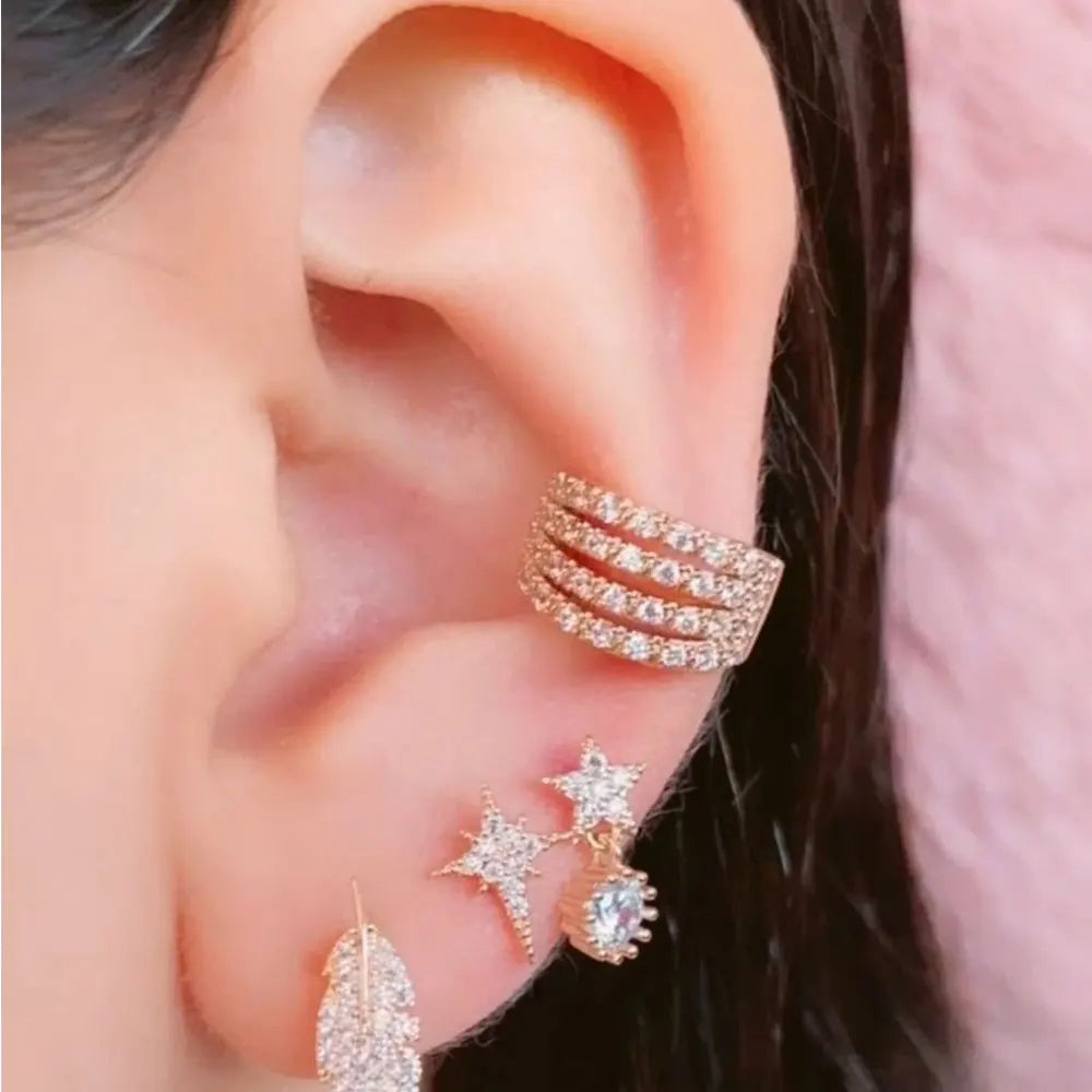 Ear Cuff Ear Clip for Women CZ No Pierced C Shape