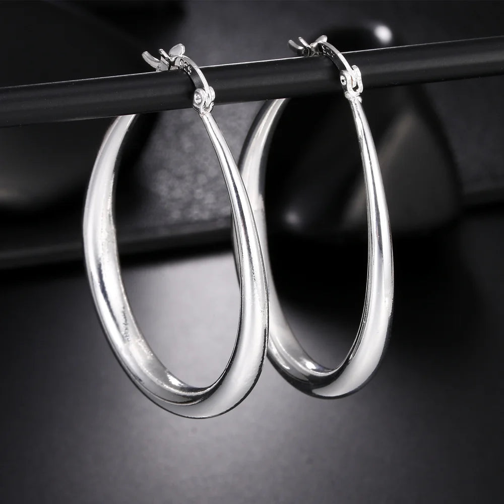 Big Hoop Earrings, 925 Silver Big Circle Large Earring