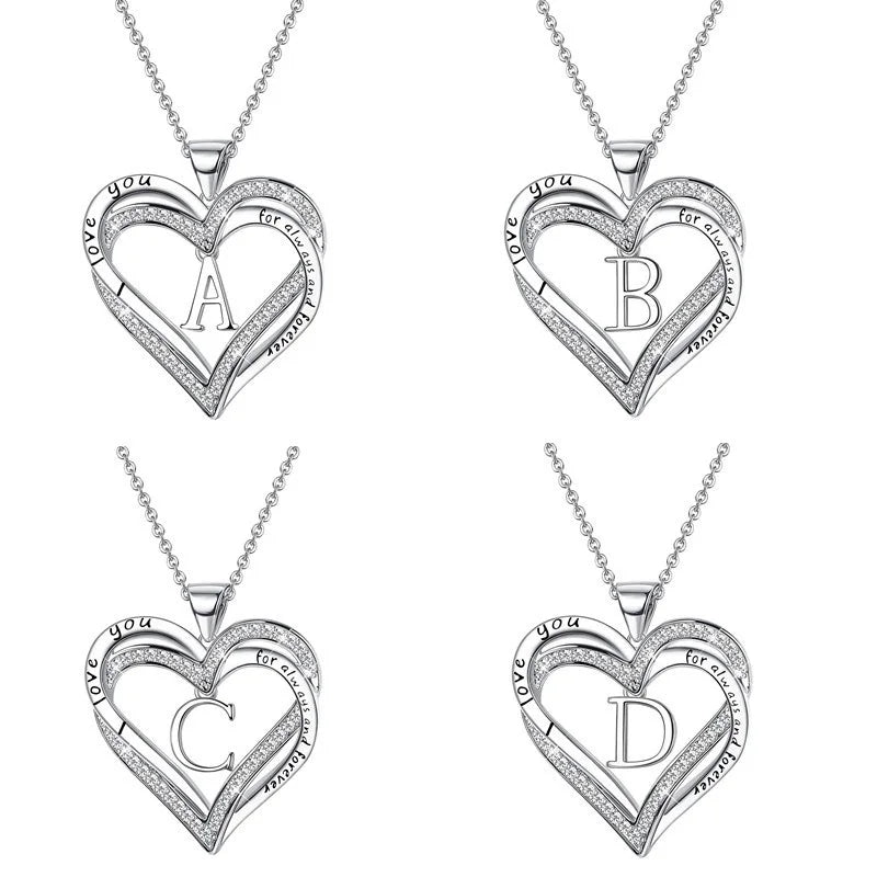 Doublelayer Heart Crystal Pendant Necklace