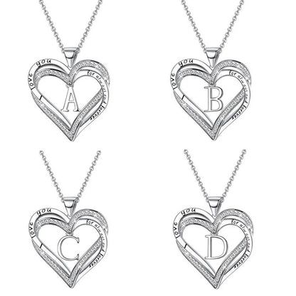 Doublelayer Heart Crystal Pendant Necklace