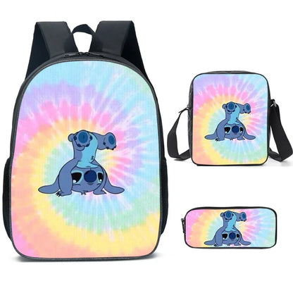 MINISO Disney Anime Cartoon Stitch Stitch Three-piece School Bag Primary and Secondary School Students Backpack Backpack