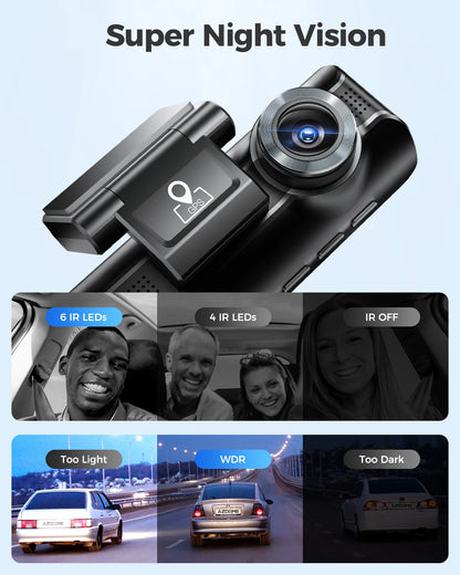 Night Vision Car Camera Recorder, Dual-Channel Parking Camera