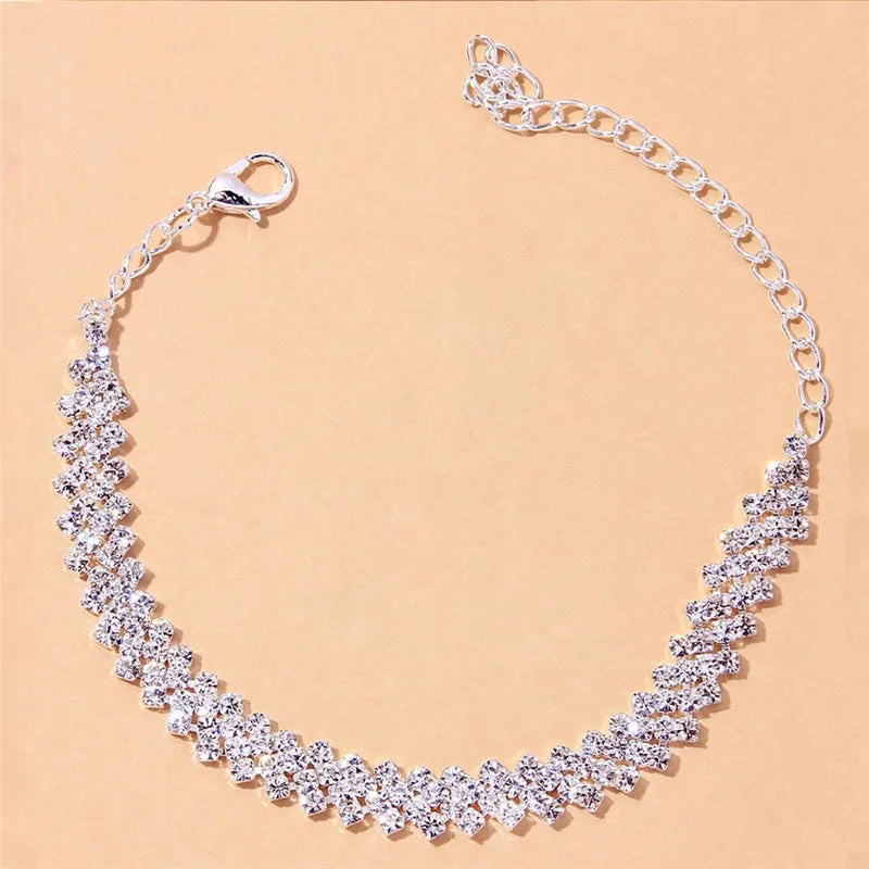 Shining Cubic Zirconia Chain Anklet f