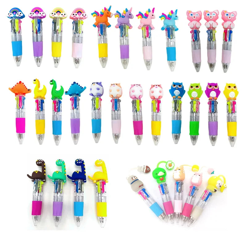 20Pcs Cute Cartoon 4 Color Mini Ballpoint Pen Retractable Pen Stationery