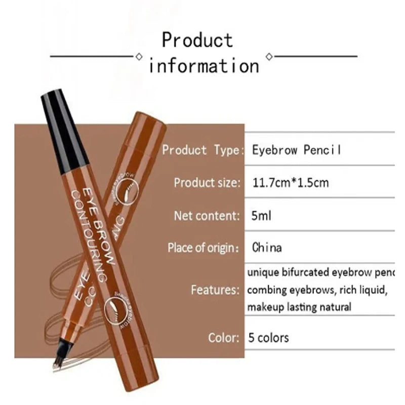 4 Point Eyebrow Pencil  Waterproof Liquid Eyebrow Pen Makeup Long Lasting Makeup Microblade Brow Pencil