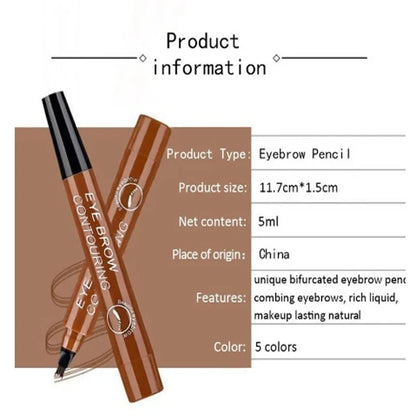 4 Point Eyebrow Pencil  Waterproof Liquid Eyebrow Pen Makeup Long Lasting Makeup Microblade Brow Pencil