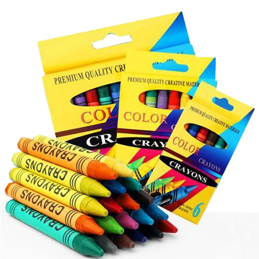 6/8/12/24 Color Hexagonal Cartoon Oil Painting Stick Set Washable Children's Oil Wax Brush Art Training Painting Pen