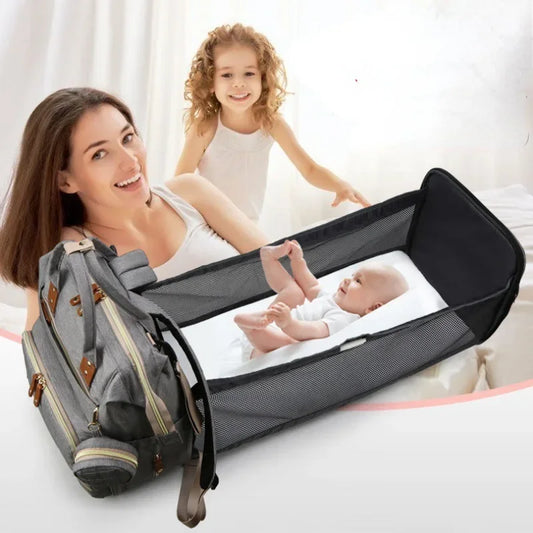 New portable mommy bag crib stroller backpack lightweight mother and baby bag multifunctional large capacity mom bed bag