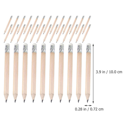 50 Pcs Kids Pencils Triangular Golf Writing Mini Students Half Eraser Tops Toddler Short