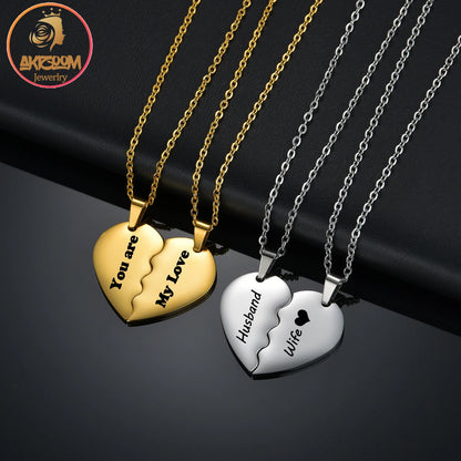 Stainless Steel Heart Shaped Necklace, Custom Name Engraved Necklace