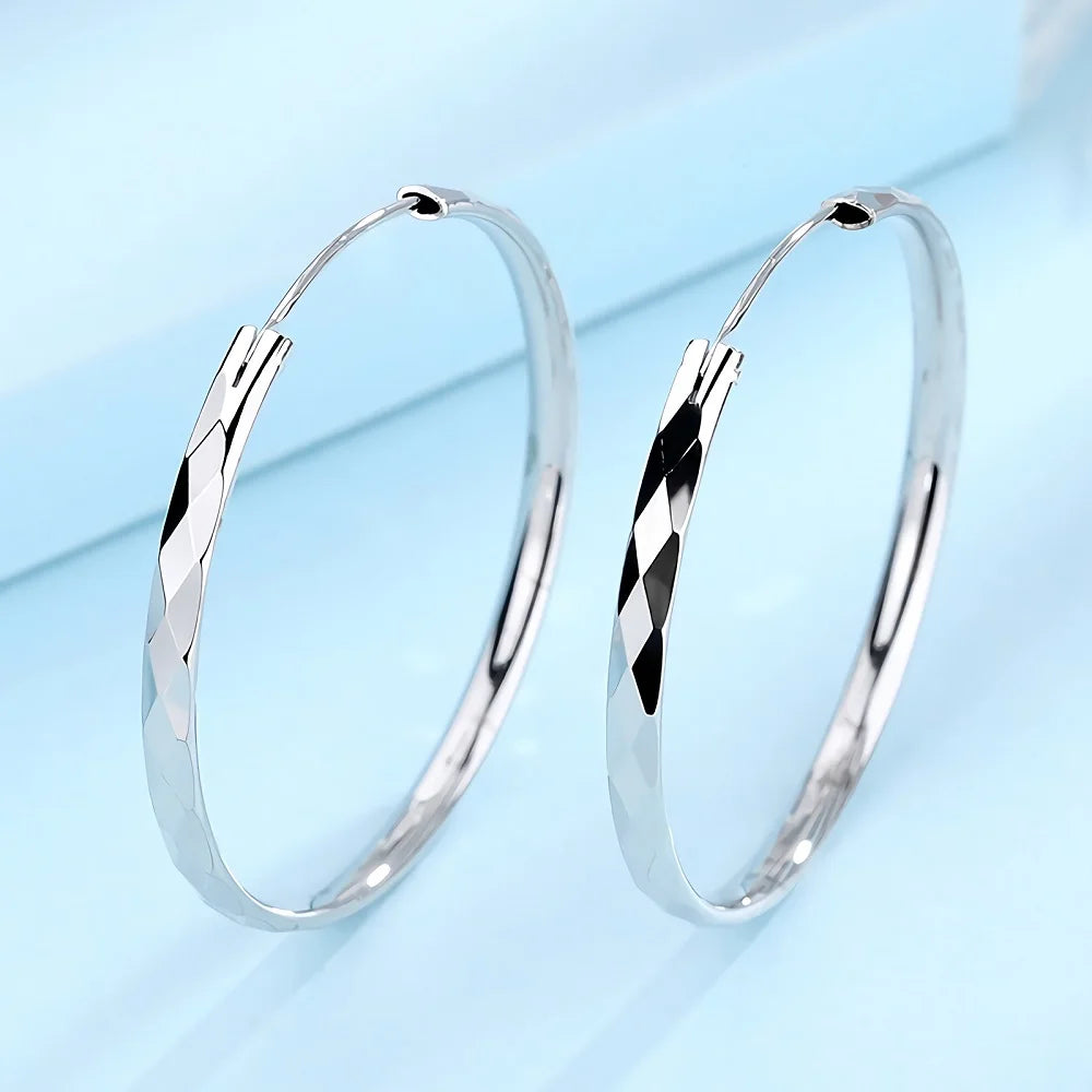 Fine 925 Sterling Silver Luxury Circle Hoop