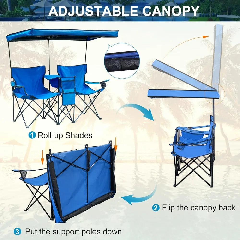 Double Camping Chair with Canopy