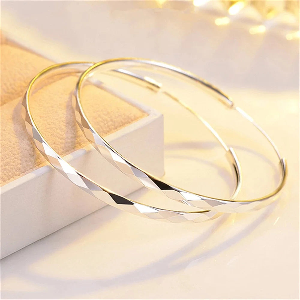 Fine 925 Sterling Silver Luxury Circle Hoop