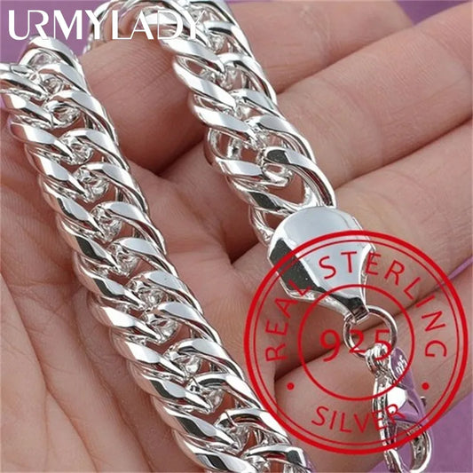 Sterling Silver Mens Bracelet 925, Minimalist Chain Link Bracelet