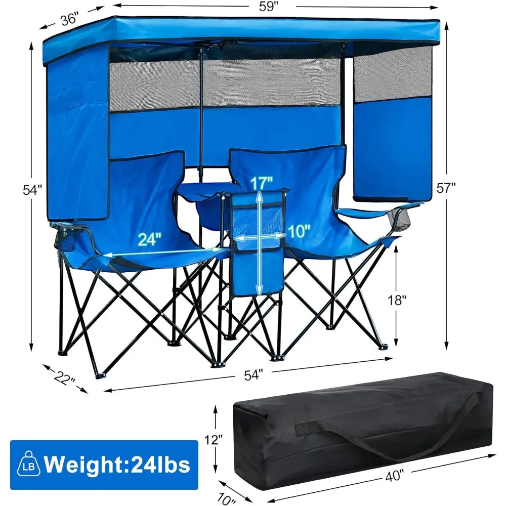 Double Camping Chair with Canopy