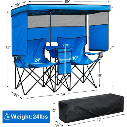 Double Camping Chair with Canopy